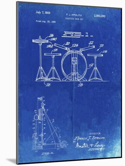PP852-Faded Blueprint Frank Ippolito Practice Drum Set Patent Poster-Cole Borders-Mounted Giclee Print