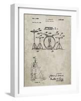 PP852-Sandstone Frank Ippolito Practice Drum Set Patent Poster-Cole Borders-Framed Giclee Print