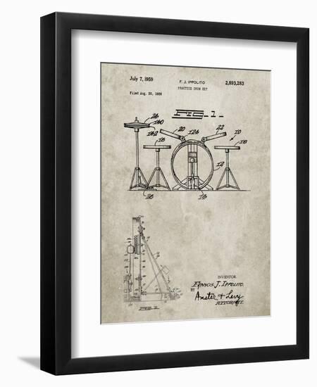 PP852-Sandstone Frank Ippolito Practice Drum Set Patent Poster-Cole Borders-Framed Giclee Print