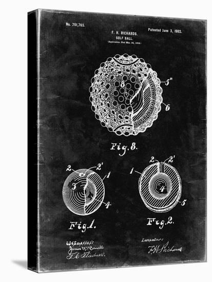 PP856-Black Grunge Golf Ball 1902 Patent Poster-Cole Borders-Stretched Canvas