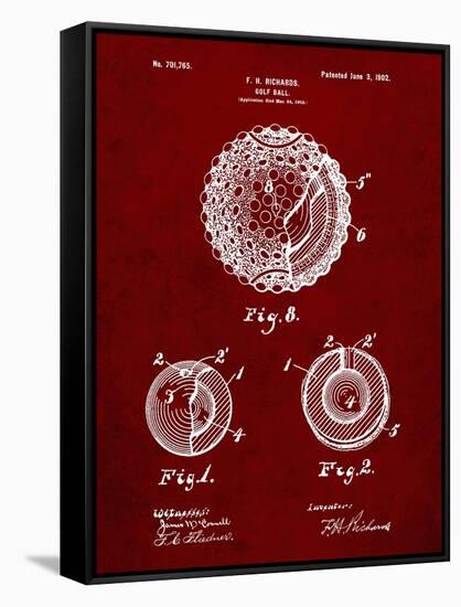 PP856-Burgundy Golf Ball 1902 Patent Poster-Cole Borders-Framed Stretched Canvas