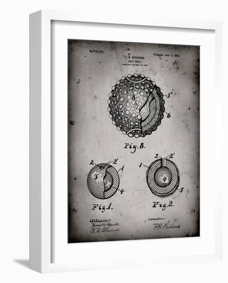 PP856-Faded Grey Golf Ball 1902 Patent Poster-Cole Borders-Framed Giclee Print