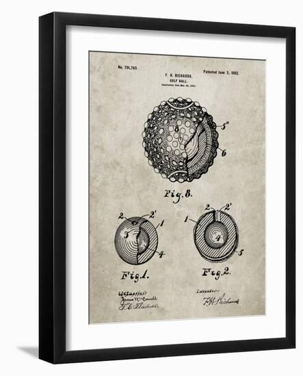 PP856-Sandstone Golf Ball 1902 Patent Poster-Cole Borders-Framed Giclee Print