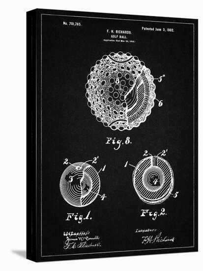 PP856-Vintage Black Golf Ball 1902 Patent Poster-Cole Borders-Stretched Canvas