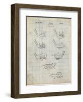 PP857-Antique Grid Parchment Golf Club Head Patent Poster-Cole Borders-Framed Giclee Print