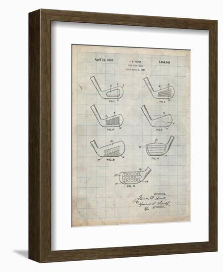 PP857-Antique Grid Parchment Golf Club Head Patent Poster-Cole Borders-Framed Giclee Print