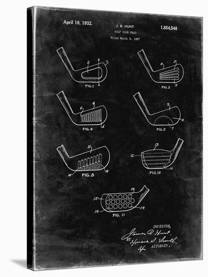 PP857-Black Grunge Golf Club Head Patent Poster-Cole Borders-Stretched Canvas