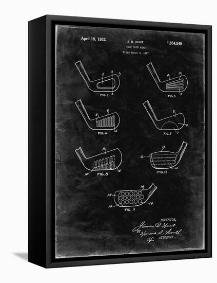 PP857-Black Grunge Golf Club Head Patent Poster-Cole Borders-Framed Stretched Canvas