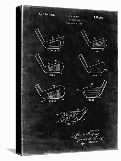 PP857-Black Grunge Golf Club Head Patent Poster-Cole Borders-Stretched Canvas