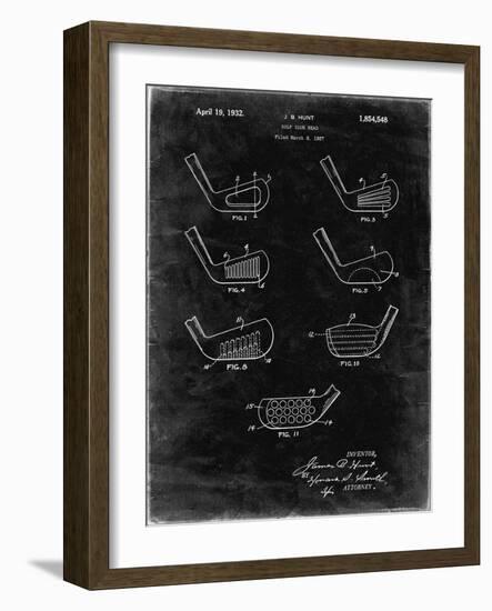 PP857-Black Grunge Golf Club Head Patent Poster-Cole Borders-Framed Giclee Print