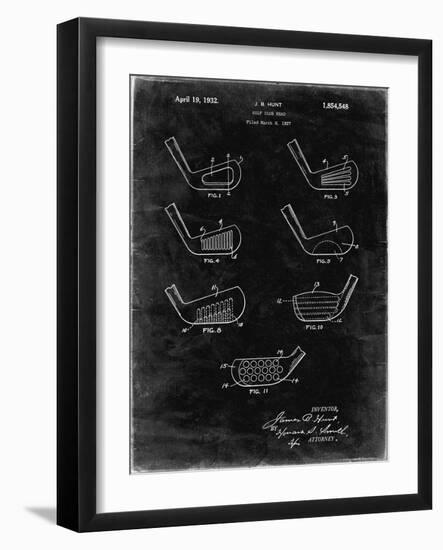 PP857-Black Grunge Golf Club Head Patent Poster-Cole Borders-Framed Giclee Print