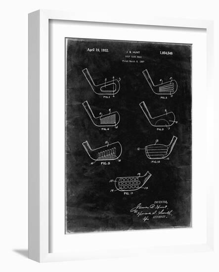 PP857-Black Grunge Golf Club Head Patent Poster-Cole Borders-Framed Giclee Print