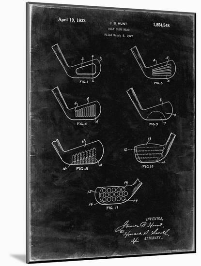 PP857-Black Grunge Golf Club Head Patent Poster-Cole Borders-Mounted Giclee Print