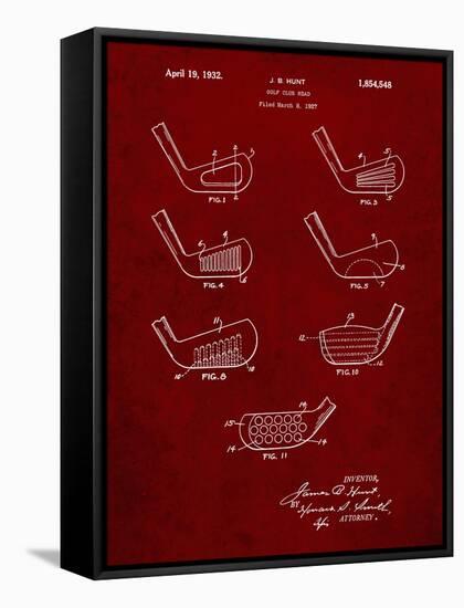 PP857-Burgundy Golf Club Head Patent Poster-Cole Borders-Framed Stretched Canvas