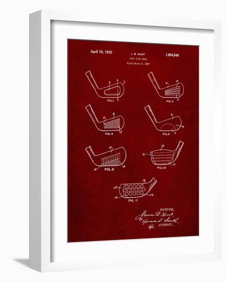 PP857-Burgundy Golf Club Head Patent Poster-Cole Borders-Framed Giclee Print