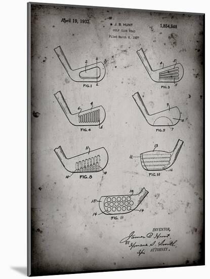 PP857-Faded Grey Golf Club Head Patent Poster-Cole Borders-Mounted Giclee Print