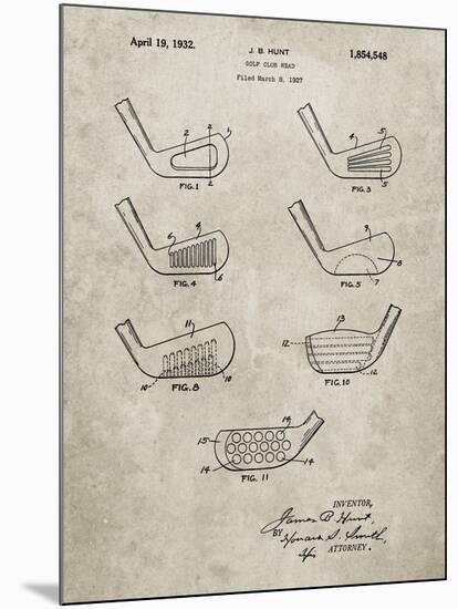 PP857-Sandstone Golf Club Head Patent Poster-Cole Borders-Mounted Giclee Print