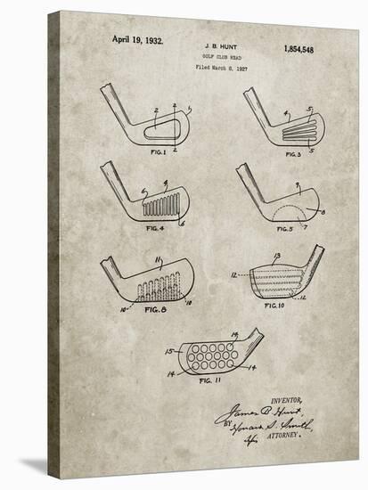 PP857-Sandstone Golf Club Head Patent Poster-Cole Borders-Stretched Canvas