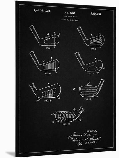 PP857-Vintage Black Golf Club Head Patent Poster-Cole Borders-Mounted Giclee Print
