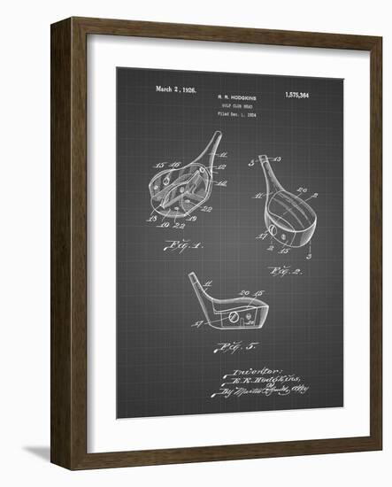 PP858-Black Grid Golf Fairway Club Head Patent Poster-Cole Borders-Framed Giclee Print