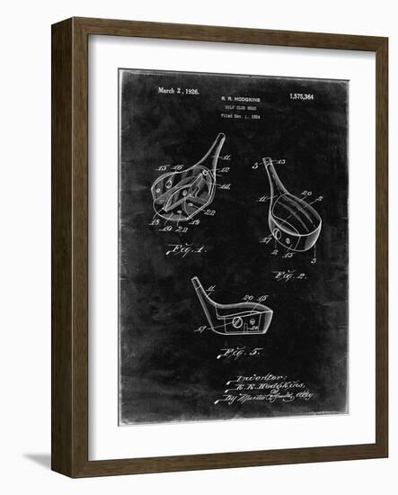 PP858-Black Grunge Golf Fairway Club Head Patent Poster-Cole Borders-Framed Giclee Print