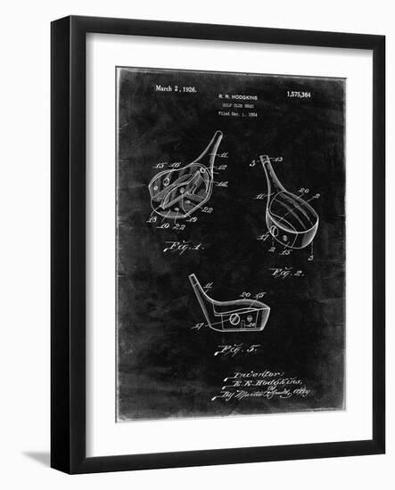 PP858-Black Grunge Golf Fairway Club Head Patent Poster-Cole Borders-Framed Giclee Print