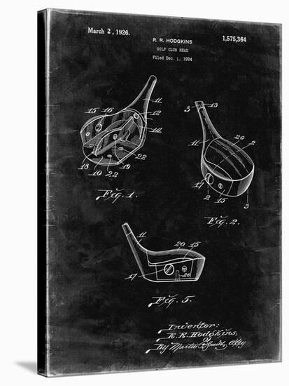 PP858-Black Grunge Golf Fairway Club Head Patent Poster-Cole Borders-Stretched Canvas