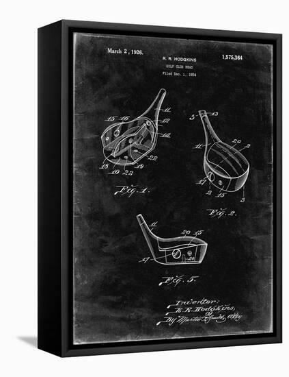 PP858-Black Grunge Golf Fairway Club Head Patent Poster-Cole Borders-Framed Stretched Canvas