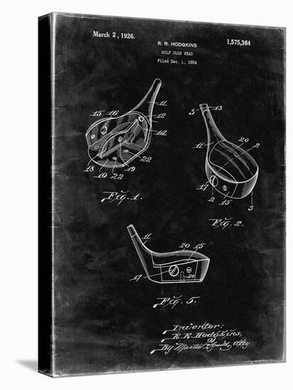 PP858-Black Grunge Golf Fairway Club Head Patent Poster-Cole Borders-Stretched Canvas