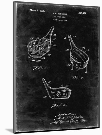 PP858-Black Grunge Golf Fairway Club Head Patent Poster-Cole Borders-Mounted Giclee Print