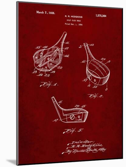 PP858-Burgundy Golf Fairway Club Head Patent Poster-Cole Borders-Mounted Giclee Print