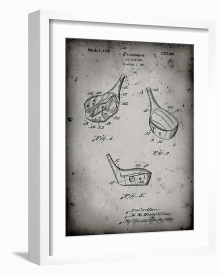 PP858-Faded Grey Golf Fairway Club Head Patent Poster-Cole Borders-Framed Giclee Print