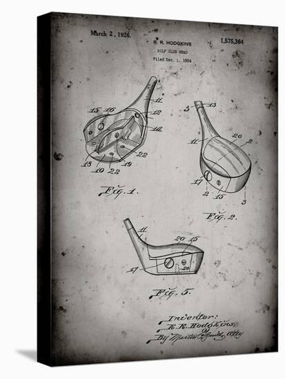 PP858-Faded Grey Golf Fairway Club Head Patent Poster-Cole Borders-Stretched Canvas