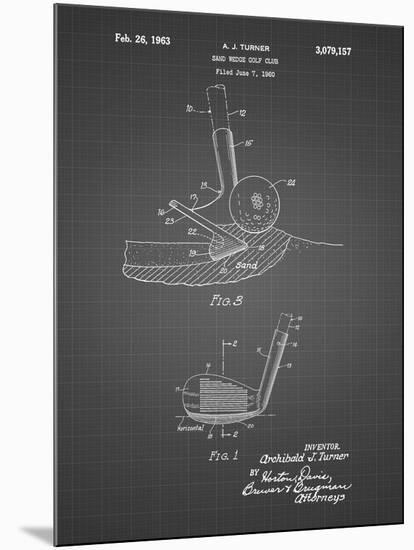 PP859-Black Grid Golf Sand Wedge Patent Poster-Cole Borders-Mounted Giclee Print