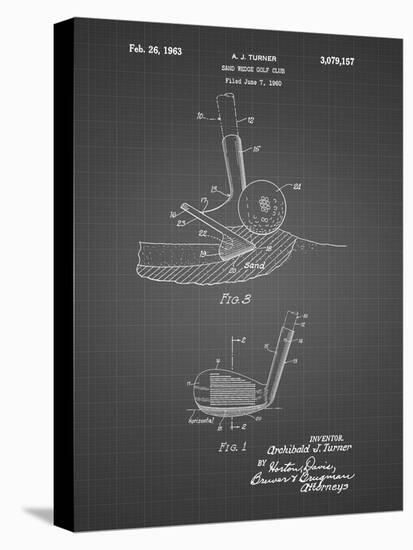 PP859-Black Grid Golf Sand Wedge Patent Poster-Cole Borders-Stretched Canvas