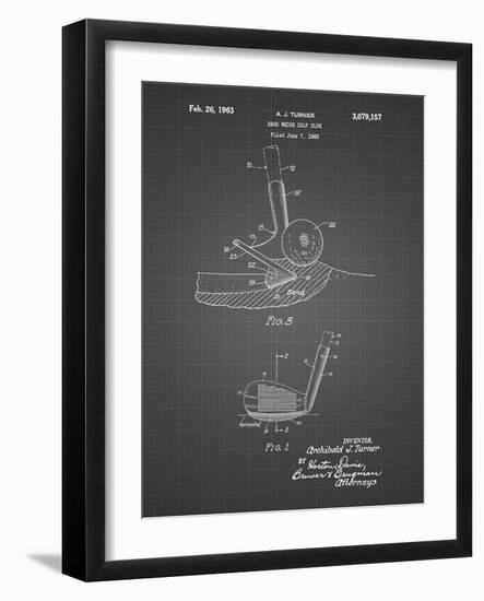 PP859-Black Grid Golf Sand Wedge Patent Poster-Cole Borders-Framed Giclee Print