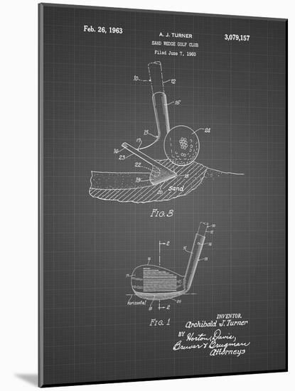 PP859-Black Grid Golf Sand Wedge Patent Poster-Cole Borders-Mounted Giclee Print