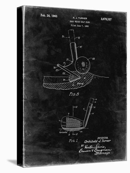 PP859-Black Grunge Golf Sand Wedge Patent Poster-Cole Borders-Stretched Canvas