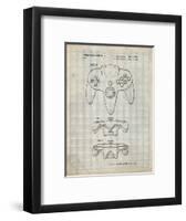 PP86-Antique Grid Parchment Nintendo 64 Controller Patent Poster-Cole Borders-Framed Giclee Print