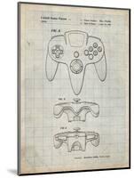 PP86-Antique Grid Parchment Nintendo 64 Controller Patent Poster-Cole Borders-Mounted Giclee Print