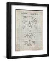 PP86-Antique Grid Parchment Nintendo 64 Controller Patent Poster-Cole Borders-Framed Premium Giclee Print