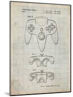 PP86-Antique Grid Parchment Nintendo 64 Controller Patent Poster-Cole Borders-Mounted Giclee Print