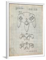 PP86-Antique Grid Parchment Nintendo 64 Controller Patent Poster-Cole Borders-Framed Premium Giclee Print