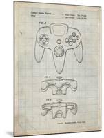 PP86-Antique Grid Parchment Nintendo 64 Controller Patent Poster-Cole Borders-Mounted Giclee Print