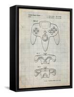 PP86-Antique Grid Parchment Nintendo 64 Controller Patent Poster-Cole Borders-Framed Stretched Canvas