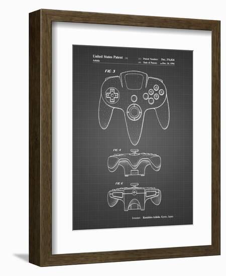 PP86-Black Grid Nintendo 64 Controller Patent Poster-Cole Borders-Framed Giclee Print