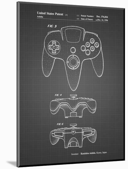 PP86-Black Grid Nintendo 64 Controller Patent Poster-Cole Borders-Mounted Giclee Print