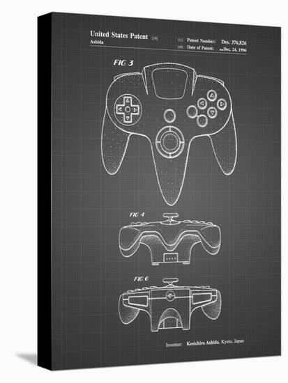 PP86-Black Grid Nintendo 64 Controller Patent Poster-Cole Borders-Stretched Canvas