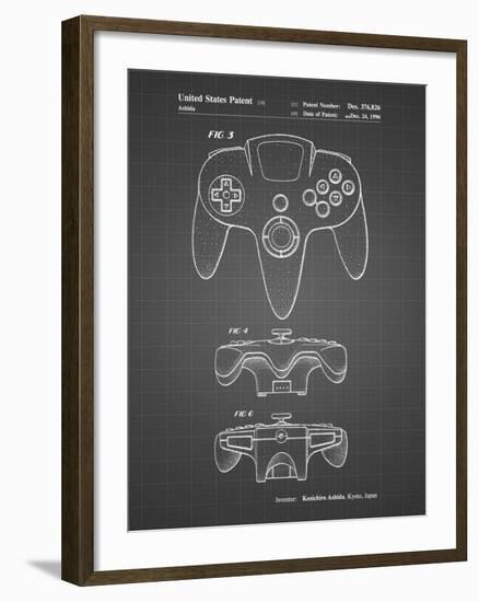 PP86-Black Grid Nintendo 64 Controller Patent Poster-Cole Borders-Framed Giclee Print