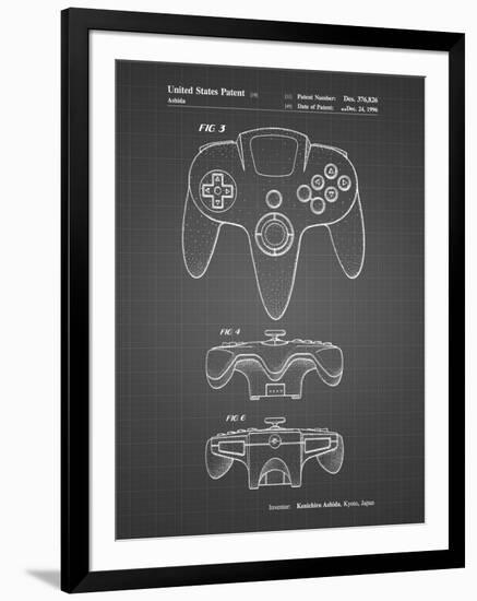 PP86-Black Grid Nintendo 64 Controller Patent Poster-Cole Borders-Framed Giclee Print